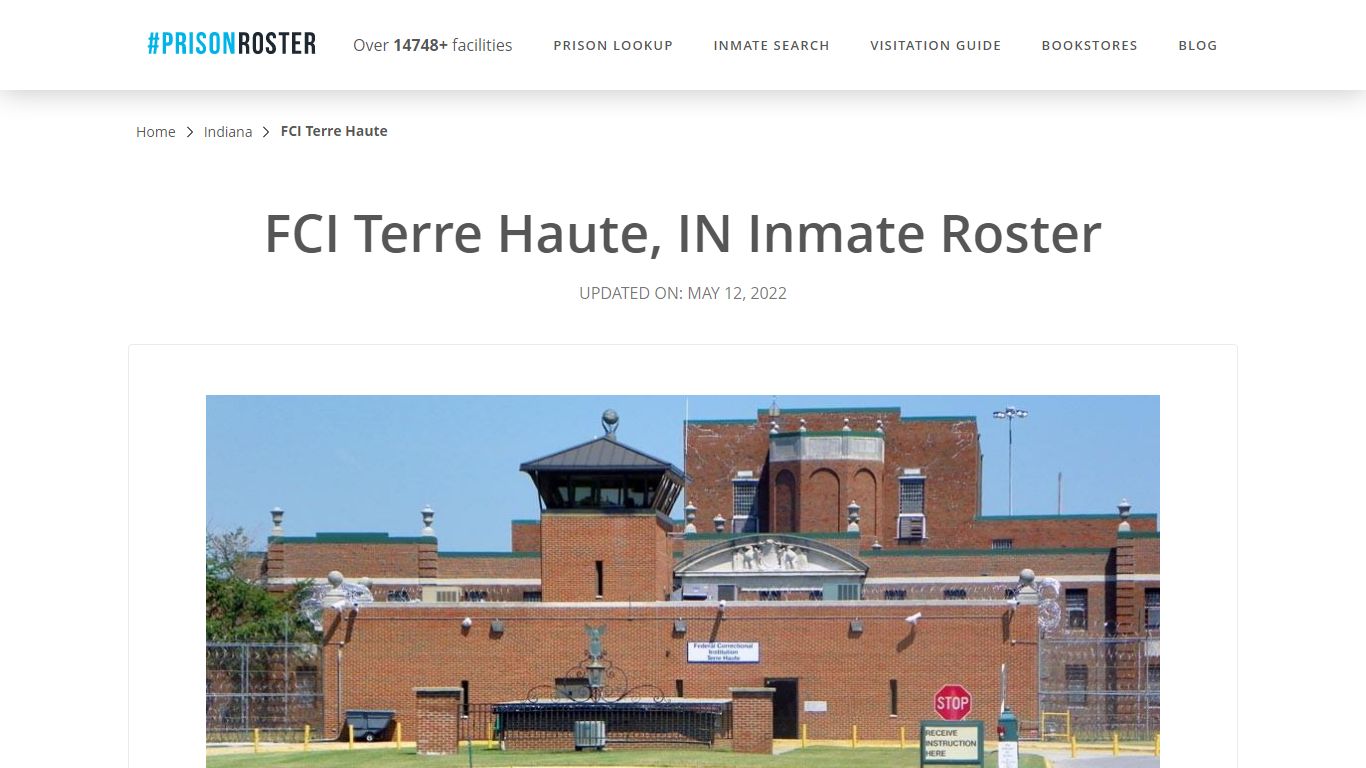 FCI Terre Haute, IN Inmate Roster