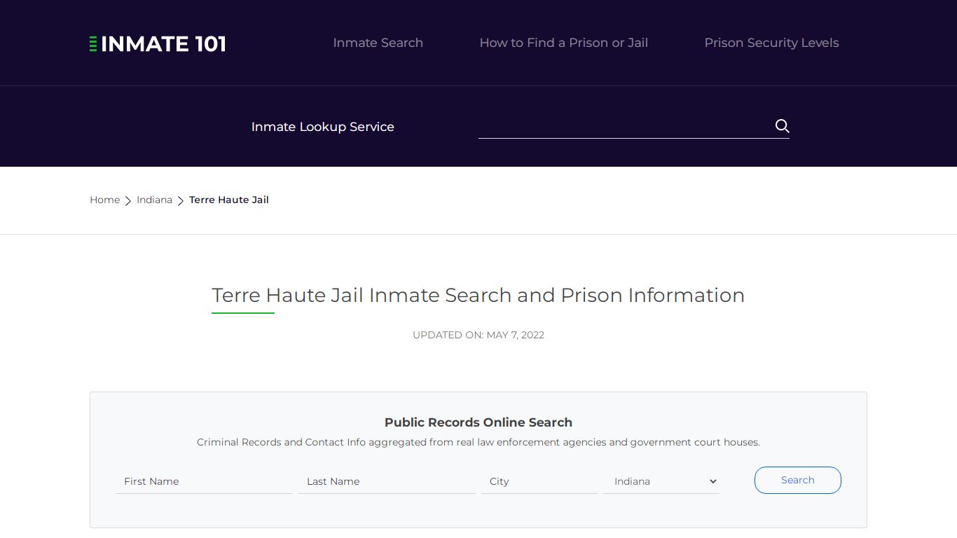 Terre Haute Jail Inmate Search, Visitation, Phone no ...