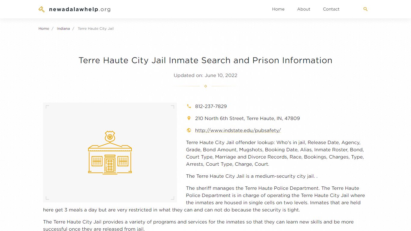 Terre Haute City Jail Inmate Search, Visitation, Phone no ...